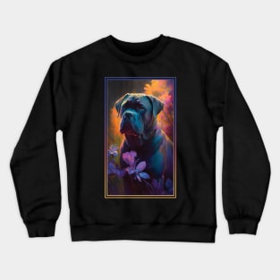 Cane Corso Dog Vibrant Tropical Flower Tall Digital Oil Painting Portrait Crewneck Sweatshirt